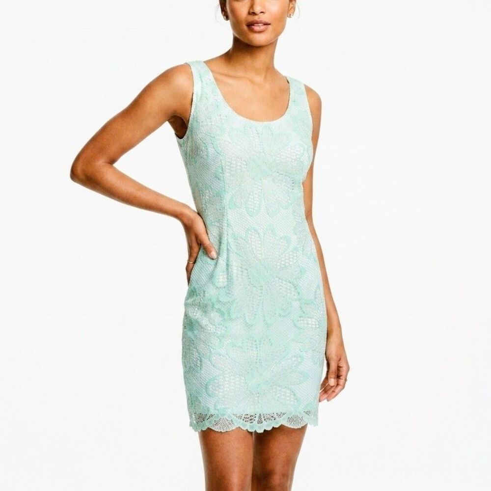 LILLY PULITZER Dress Lonnie Shift Aqua Blue Lace Sleeveless Women Sz 12 M/L NWT